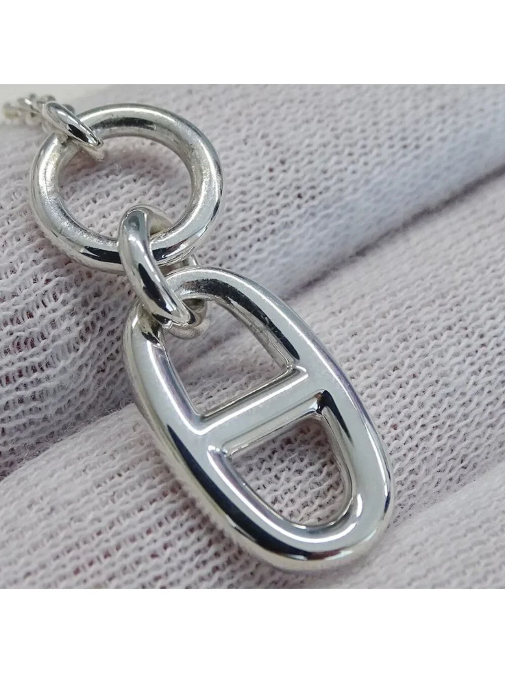 Hermes Necklace Chaine D'ancre Amulet Silver Polished